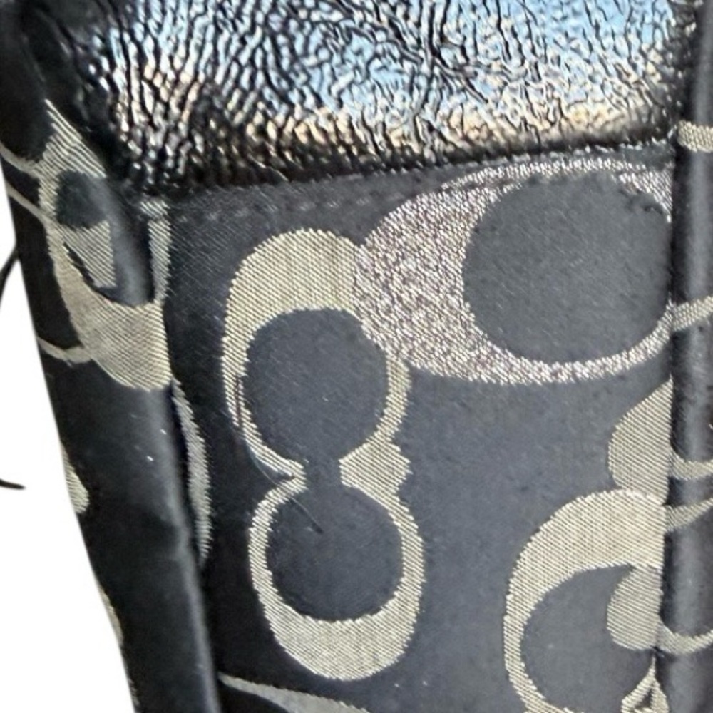 Coach Gallery Optic Signature metallic black & silver canvas tote bag F19675 - Picture 12 of 15
